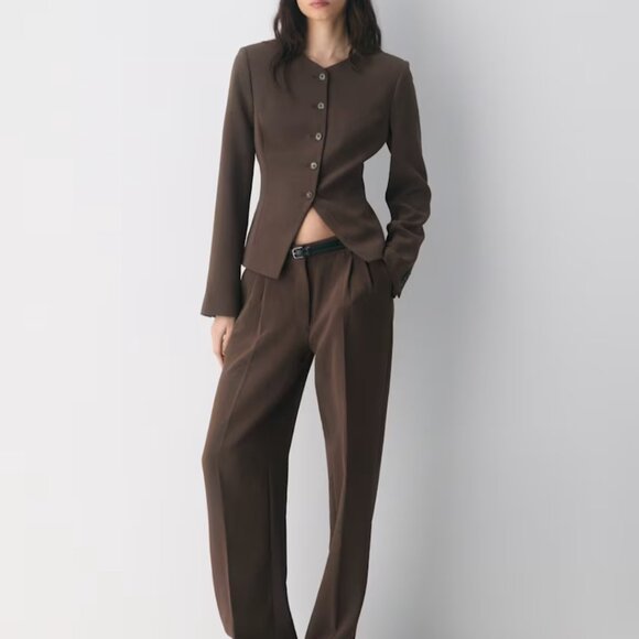 NWT Aritzia WILFRED Regal Blazer - Crepette Rich Mocha Brown 8 - Picture 2 of 12